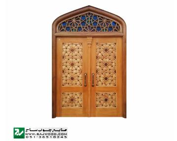 درب چوبی ورودی مسجد ،امامزاده،اماکن متبرکه سنتی گره چینی صنایع چوب ساج مدل T10