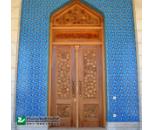 درب چوبی ورودی حرم ،مسجد، امامزاده سنتی گره چینی صنایع چوب ساج مدل L8